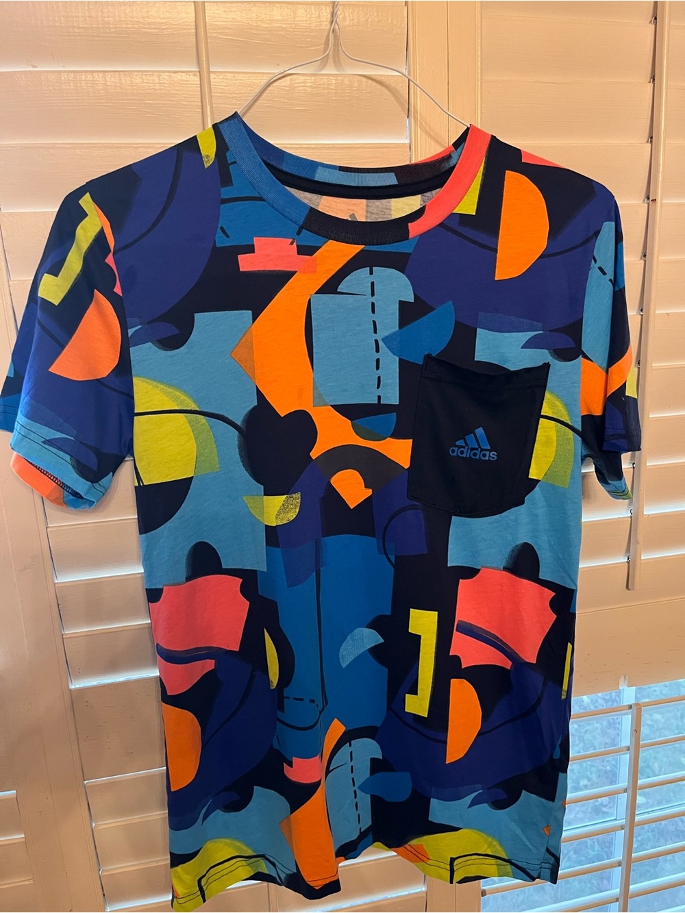 adidas Kids Multicolor Abstract Pocket Tee - Blue, Orange, Pink, Yellow
